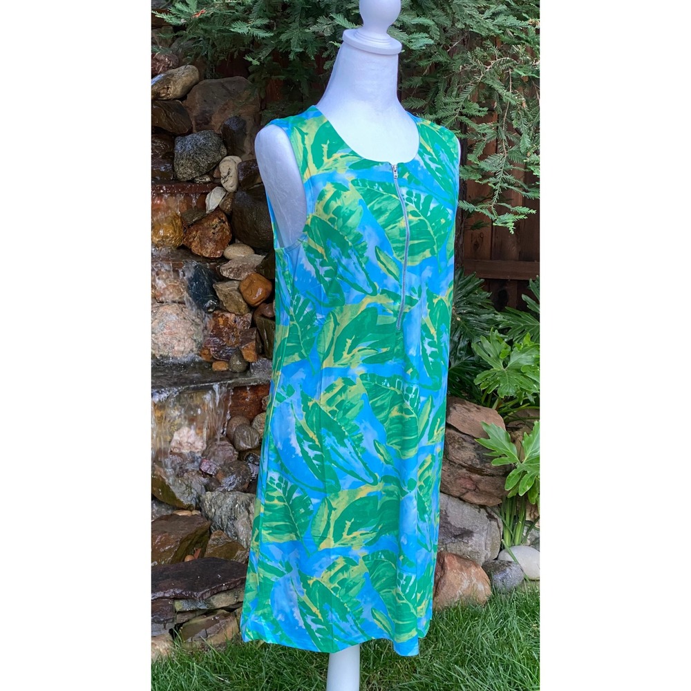 Banana Boat Sundress Size Medium Blue Green Leaf UPF 50+ New With Tags - Picture 5 of 9